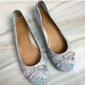 Vionic Callisto Cream Botanical Ballet Flats with Bow, size 5M NEW